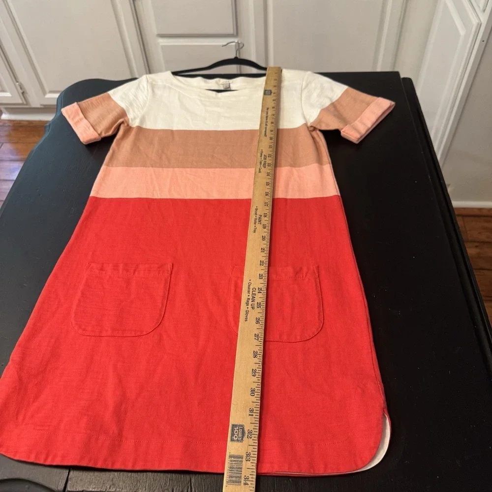 J. Crew Colorblock T Shirt Dress‎ Pockets Red Pink 100% Cotton Size XS